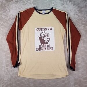 VTG Smokey Bear Pro Action By Campus Striped Long Sleeve Shirt Sz Medium STAINED